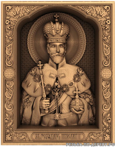 Резная икона Святой Николай из дерева